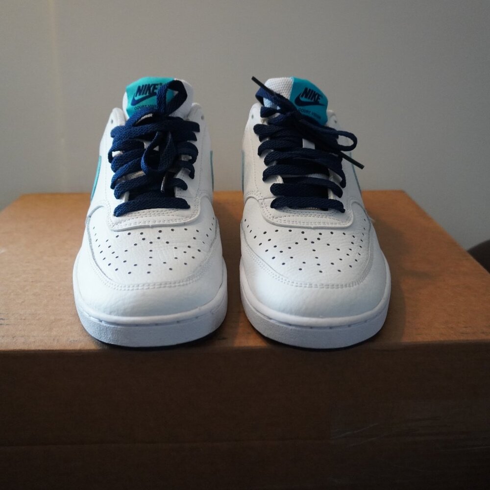 Nike Court Vision Lo White Turquoise Blue Sz 8.5 Men 10 Women DM 1187-100 M mart